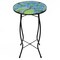 Northlight 19&#x22; Blue and Green Peacock Glass Patio Side Table